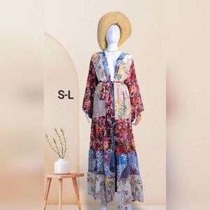 Floral Patchwork Kimono Dress